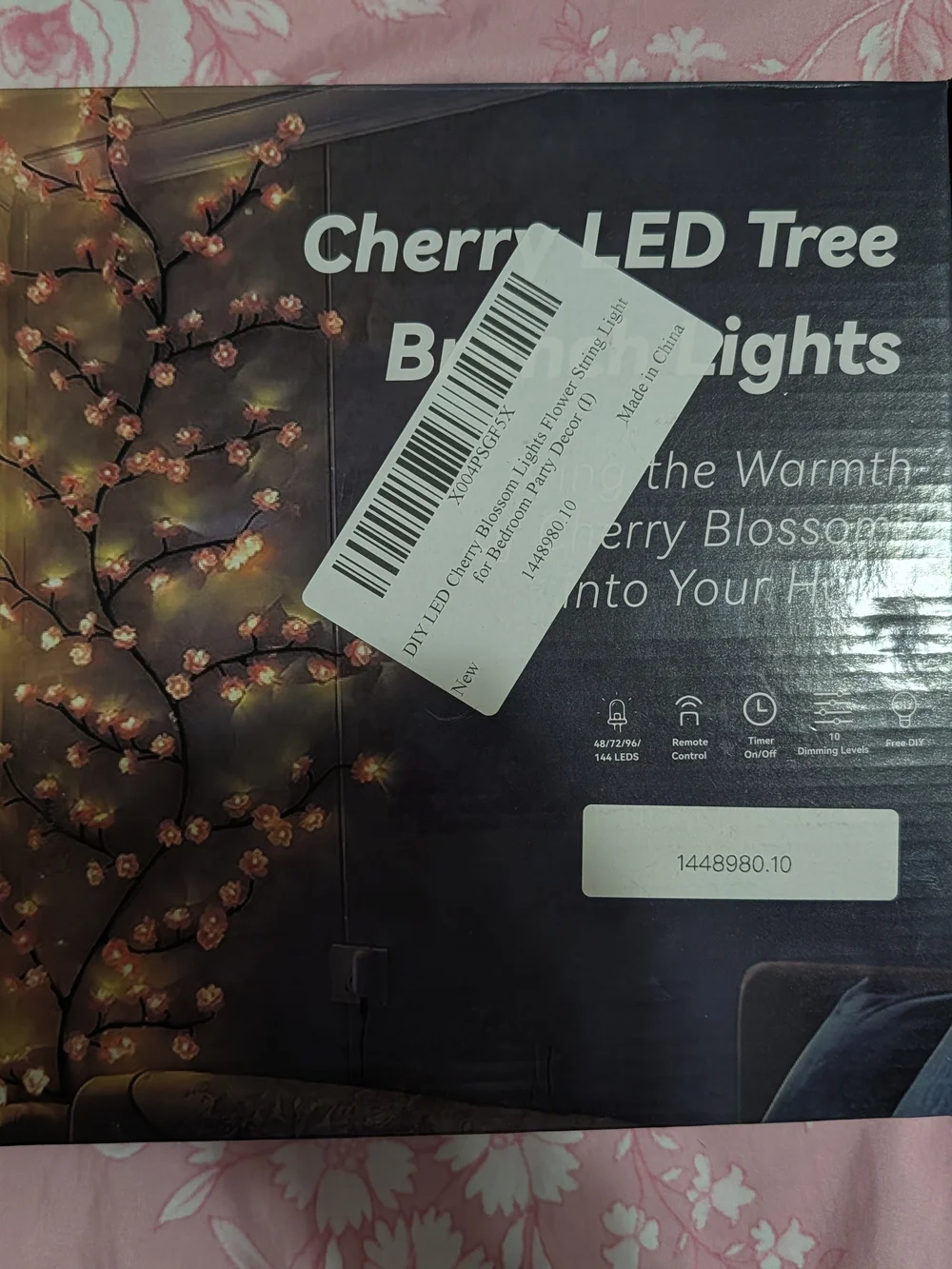 Amazon Cherry Blossom LED Tree String Lights - Pink Flowers with Warm White LEDs